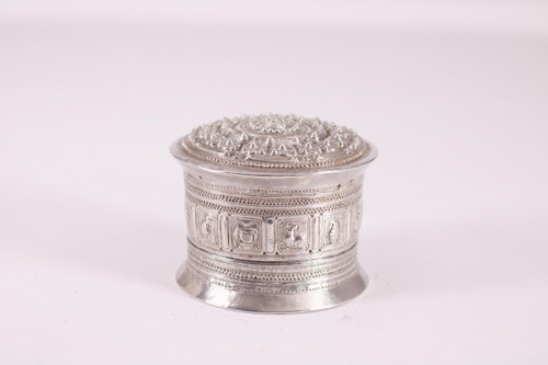 Grande scatola di betel in argento Birmania