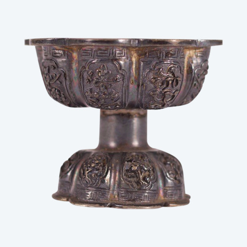 Lampada a burro in argento Tibet Cina