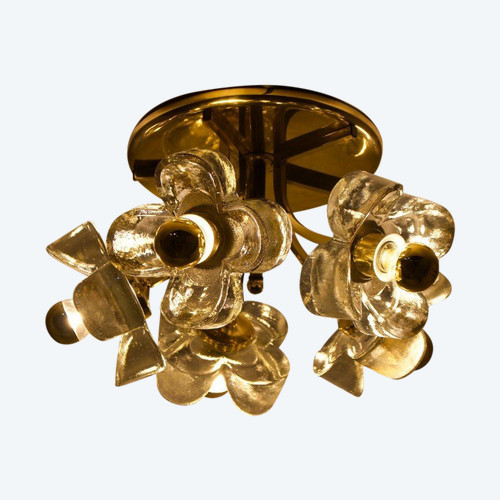 Deckenleuchte aus Messing und Blumen Simon & Schelle