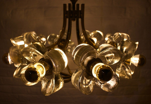 Lustre En Laiton & Fleurs Simon & Schelle.