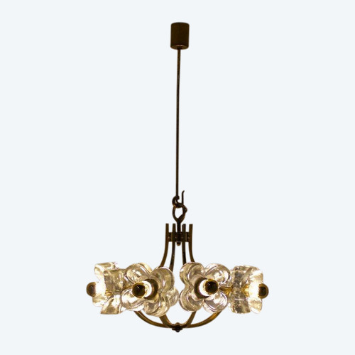 Lustre En Laiton & Fleurs Simon & Schelle.