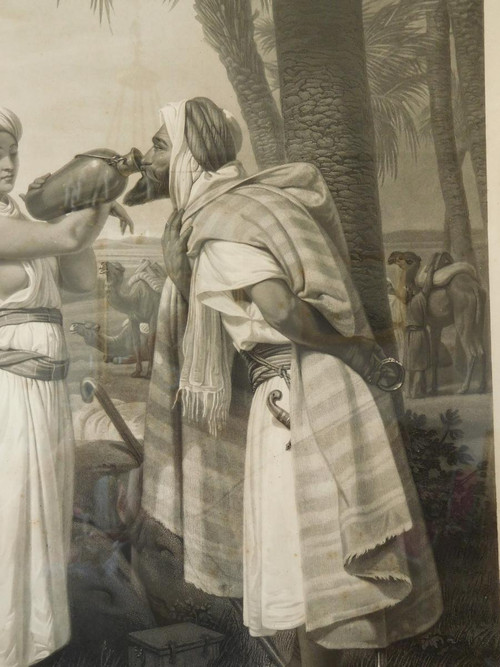 Orientalist Engraving After Horace Vernet Gilded Wood Frame Gold Leaf Empire Period