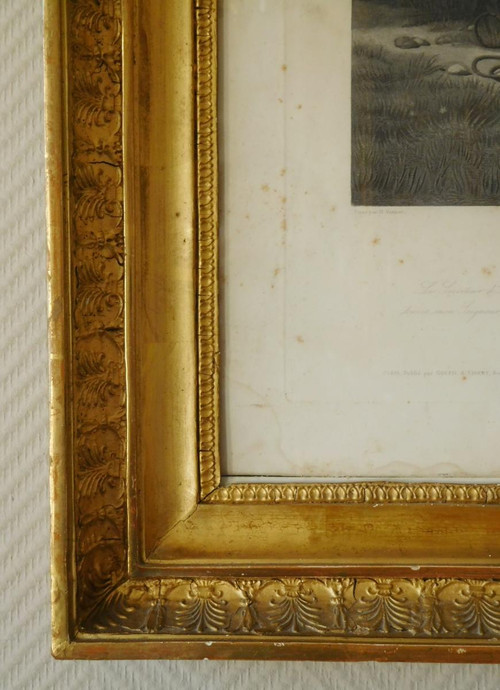Orientalist Engraving After Horace Vernet Gilded Wood Frame Gold Leaf Empire Period
