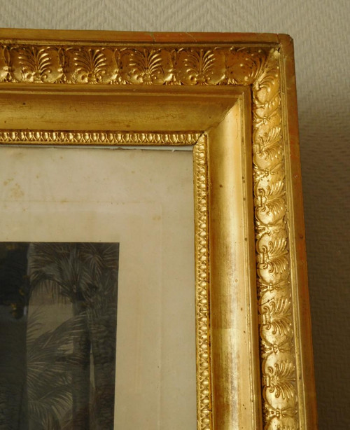 Orientalist Engraving After Horace Vernet Gilded Wood Frame Gold Leaf Empire Period