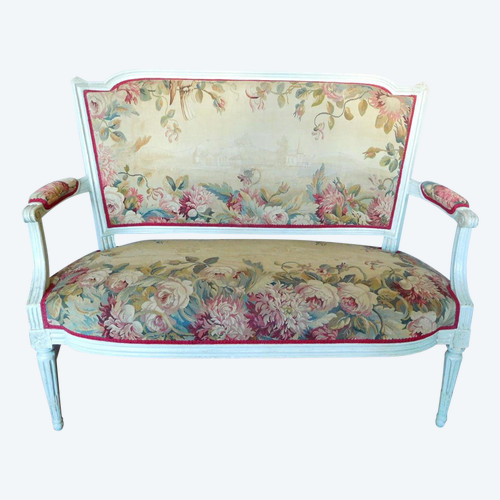 2-Seater Sofa In Aubusson Tapestry, Louis XVI Period