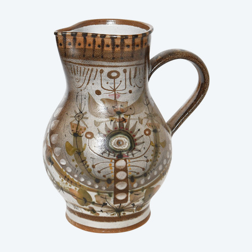 André L'Helguen (born 1935) for Keraluc Quimper Ceramic pitcher