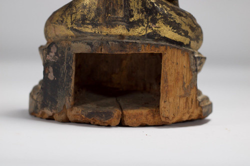 Bouddha Birman En Bois Doré