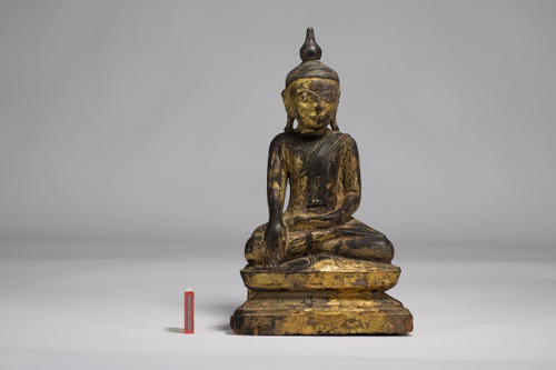 Bouddha Birman En Bois Doré