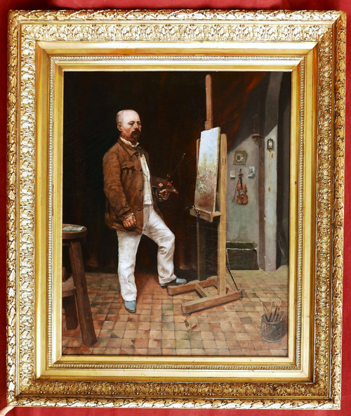 Attributed to Jules Ernest GRÉBY, Self-portrait of the artist in his studio