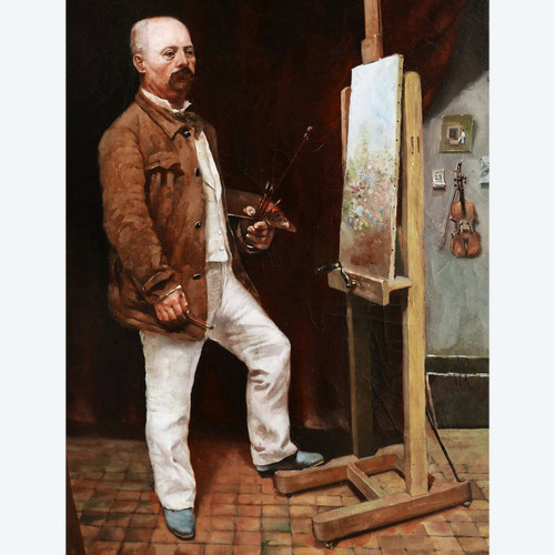 Attributed to Jules Ernest GRÉBY, Self-portrait of the artist in his studio
