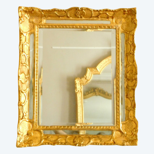 Miroir à Pare Closes En Bois Doré et glace au mercure d'époque Louis XIV Régence 48x56cm