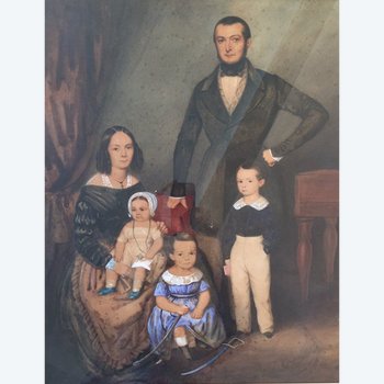 Nineteenth Family Portrait. Watercolor with gouache highlights.