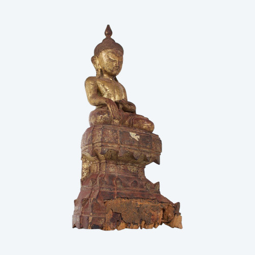 Buddha In Legno Dorato, Birmania.