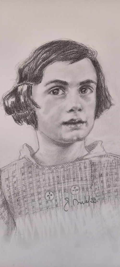 Ritratto di Anne Frank nel 1935/disegno