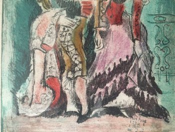Pedro Flores. Spanish couple from Murcia. Aquatint
