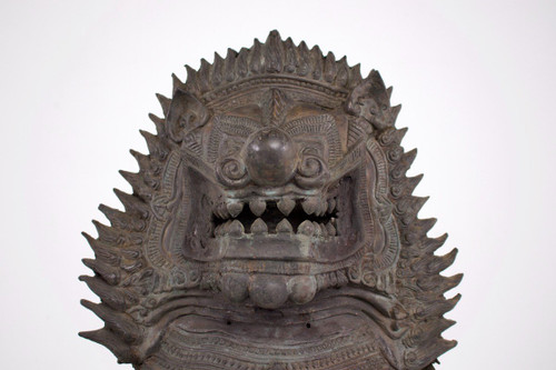 Pair Of Singha Temple Guardians In Bronze (88cm)