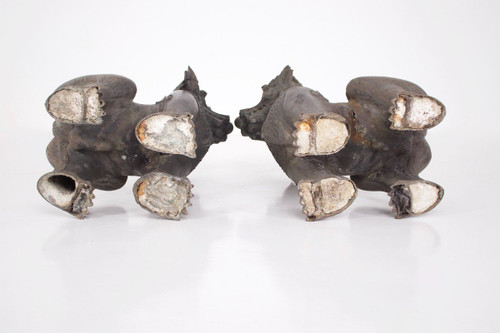 Pair Of Singha Temple Guardians In Bronze (88cm)