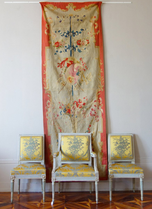 Aubusson Or Beauvais Fine Louis XVI Tapestry In Wool And Silk - Bagpipe Trophy