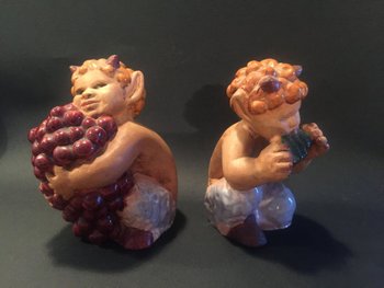Pair of Small Ceramic Fauns. J. Christmas.