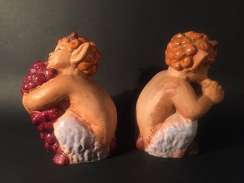 Pair of Small Ceramic Fauns. J. Christmas.