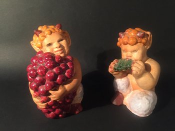 Pair of Small Ceramic Fauns. J. Christmas.