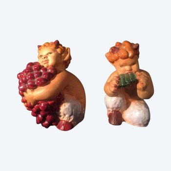 Pair of Small Ceramic Fauns. J. Christmas.
