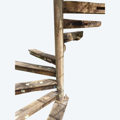 Spiral staircase XV- XVI th century In Oak