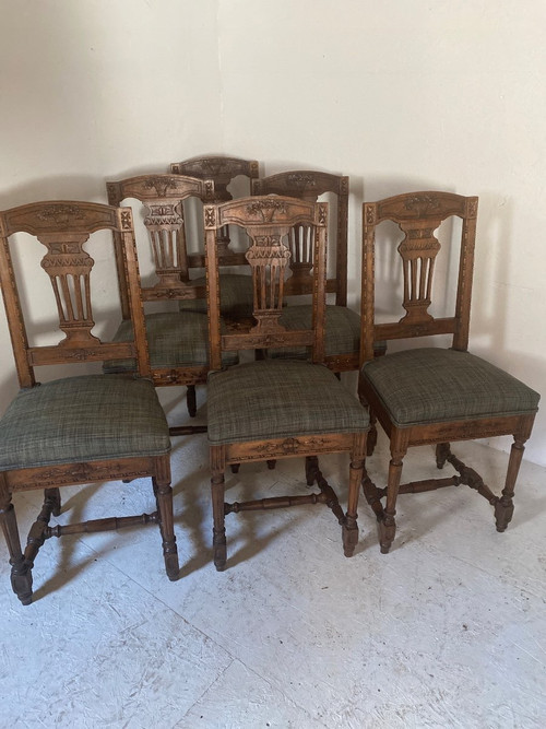 Ensemble 6 Chaises Directoire 19e ( prix spécial actuellement sur simple demande)