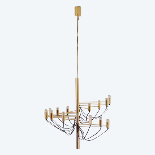 Sarfatti Style Spiral Brass Chandelier.