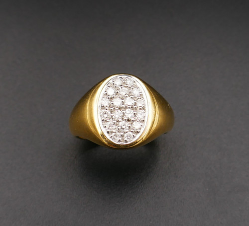 Diamant-Siegelring, 18 Karat Gelbgold.