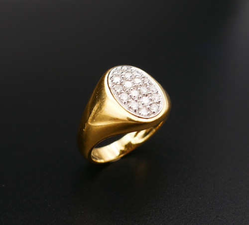 Diamant-Siegelring, 18 Karat Gelbgold.