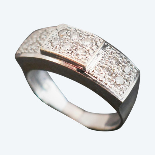 Bague Diamants, Or Blanc 18 Carats.