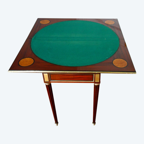 Table à Jeu d'époque Louis XVI En Acajou, ébène Et Citronnier, Fin 18e Siècle