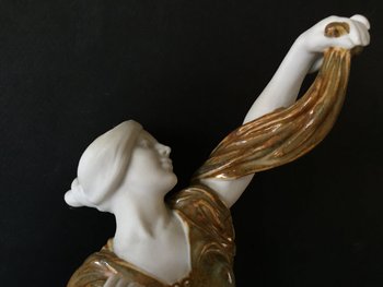 Art Nouveau ceramics. Glazed Stoneware and Biscuit. Dancer.