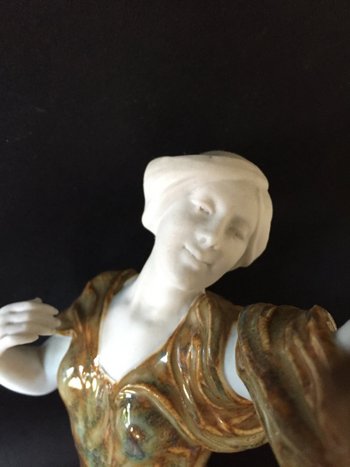 Art Nouveau ceramics. Glazed Stoneware and Biscuit. Dancer.