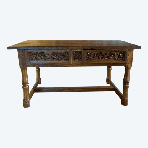Louis XIV Spanish Desk Table 18th In Walnut