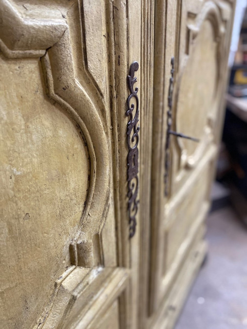 Armoire Lingère Patinée 18e 2 Portes 2 Tiroirs