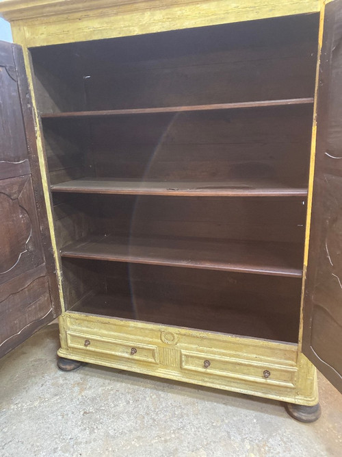 Armoire Lingère Patinée 18e 2 Portes 2 Tiroirs