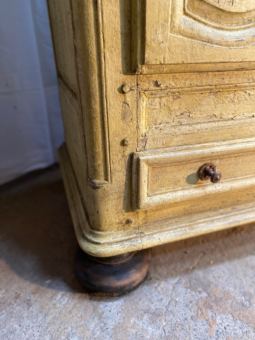 Armoire Lingère Patinée 18e 2 Portes 2 Tiroirs