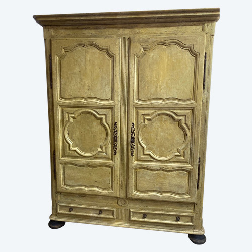 Armoire Lingère Patinée 18e 2 Portes 2 Tiroirs