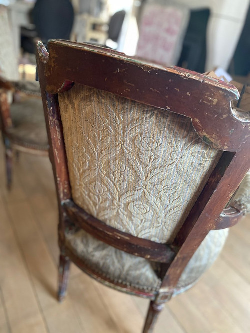 Coppia di poltrone Luigi XVI del XIX secolo, cappelli da gendarme