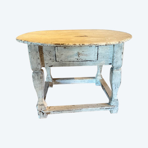 Scandinavian Oval Table 18th 1 Patinated Drawer