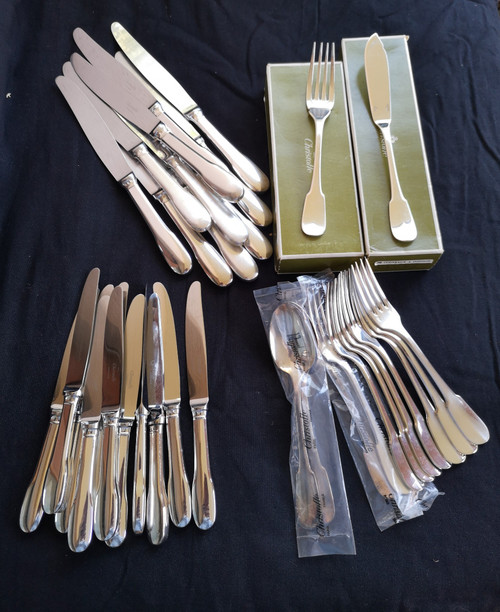 Cutlery model "CLUNY" in silver metal Christofle goldsmith (101 pieces)