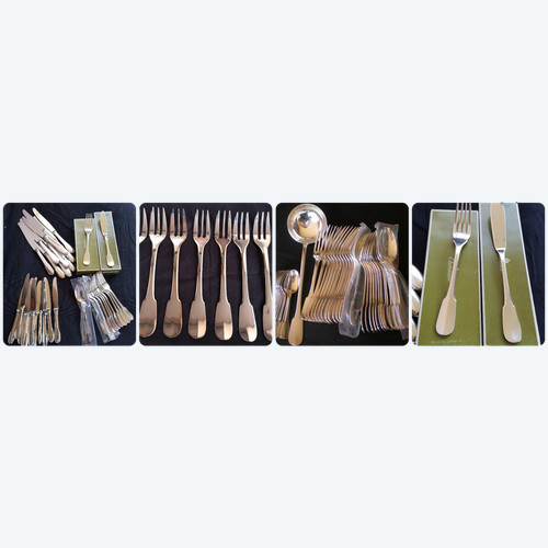 Cutlery model "CLUNY" in silver metal Christofle goldsmith (101 pieces)