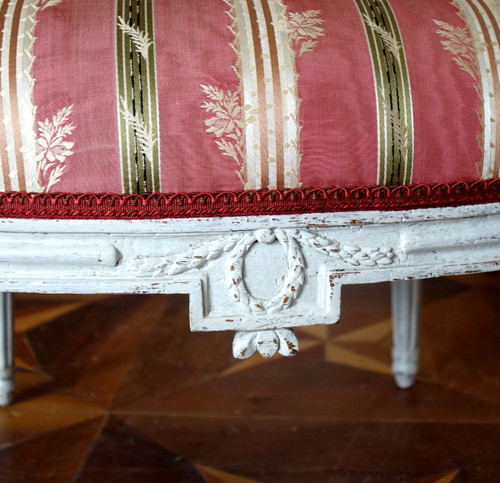 Mobilier De Salon - 6 Fauteuils à La Reine d'époque Louis XVI à Dossier Médaillon