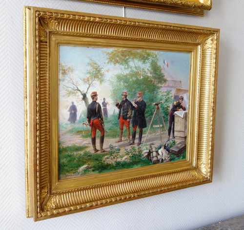 Emile Brisset, Eine Depesche – Französische Generalstabsoffiziere im Feld – Öl auf Leinwand