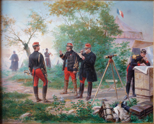 Emile Brisset, Eine Depesche – Französische Generalstabsoffiziere im Feld – Öl auf Leinwand