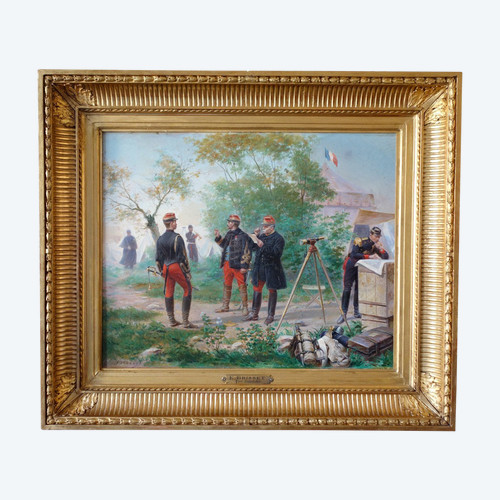 Emile Brisset, Eine Depesche – Französische Generalstabsoffiziere im Feld – Öl auf Leinwand