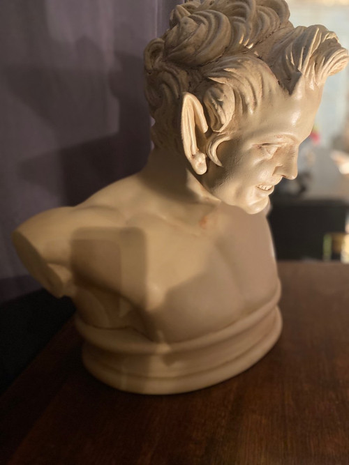 Buste Faune De Vienne 19e Plâtre cachet du Louvre