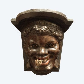Piccola console Napoleone 3. Testa di uomo nero. XIX.